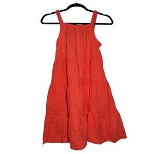 Cat & Jack Girls Knee Length Coral Orange Dress Woven Size Large 10/12 NWT
